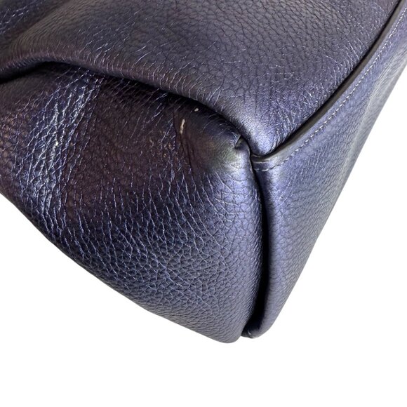 Coach Mia Pebbled Leather Shoulder Bag Metallic Blue Silver Hardware F29137 - Picture 8 of 11